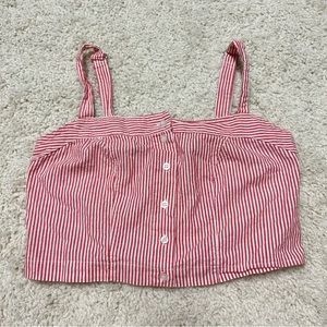 Brandy Melville Red White Striped Button‎ Front Crop Top